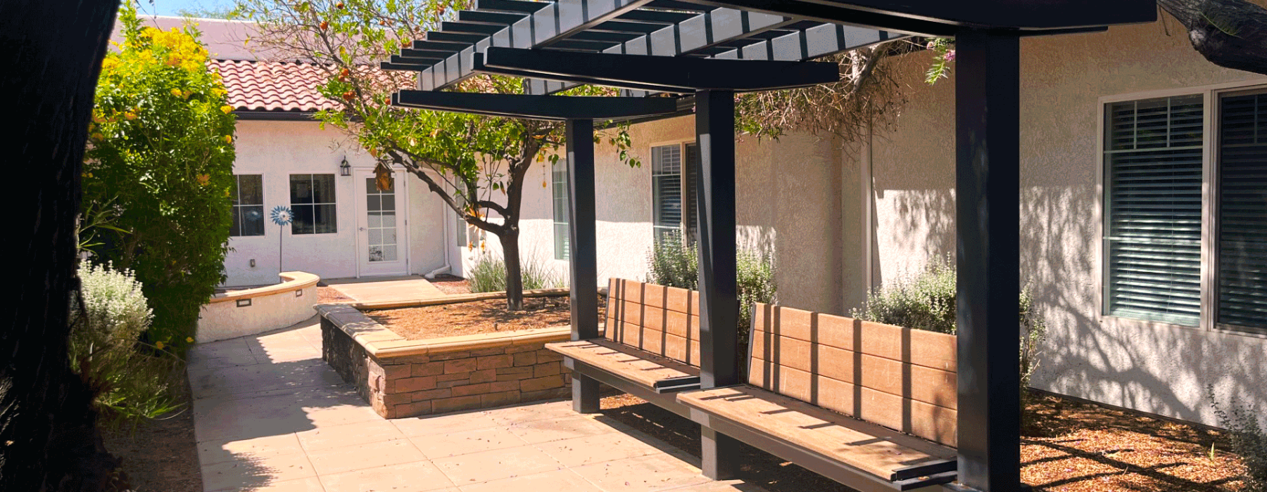 Outdoor courtyard with seating