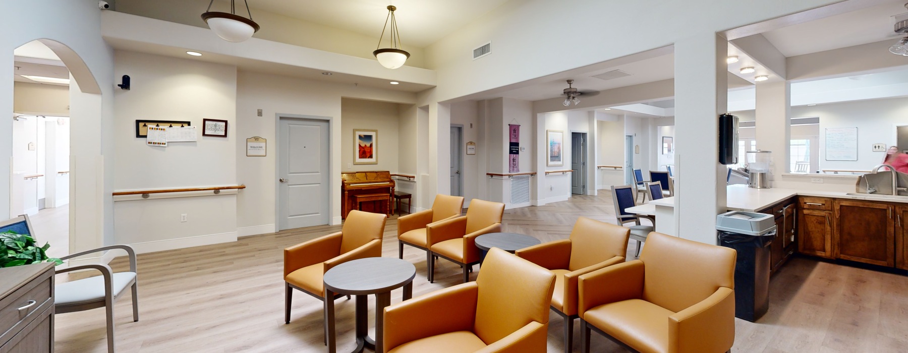 A room with couches for relaxing